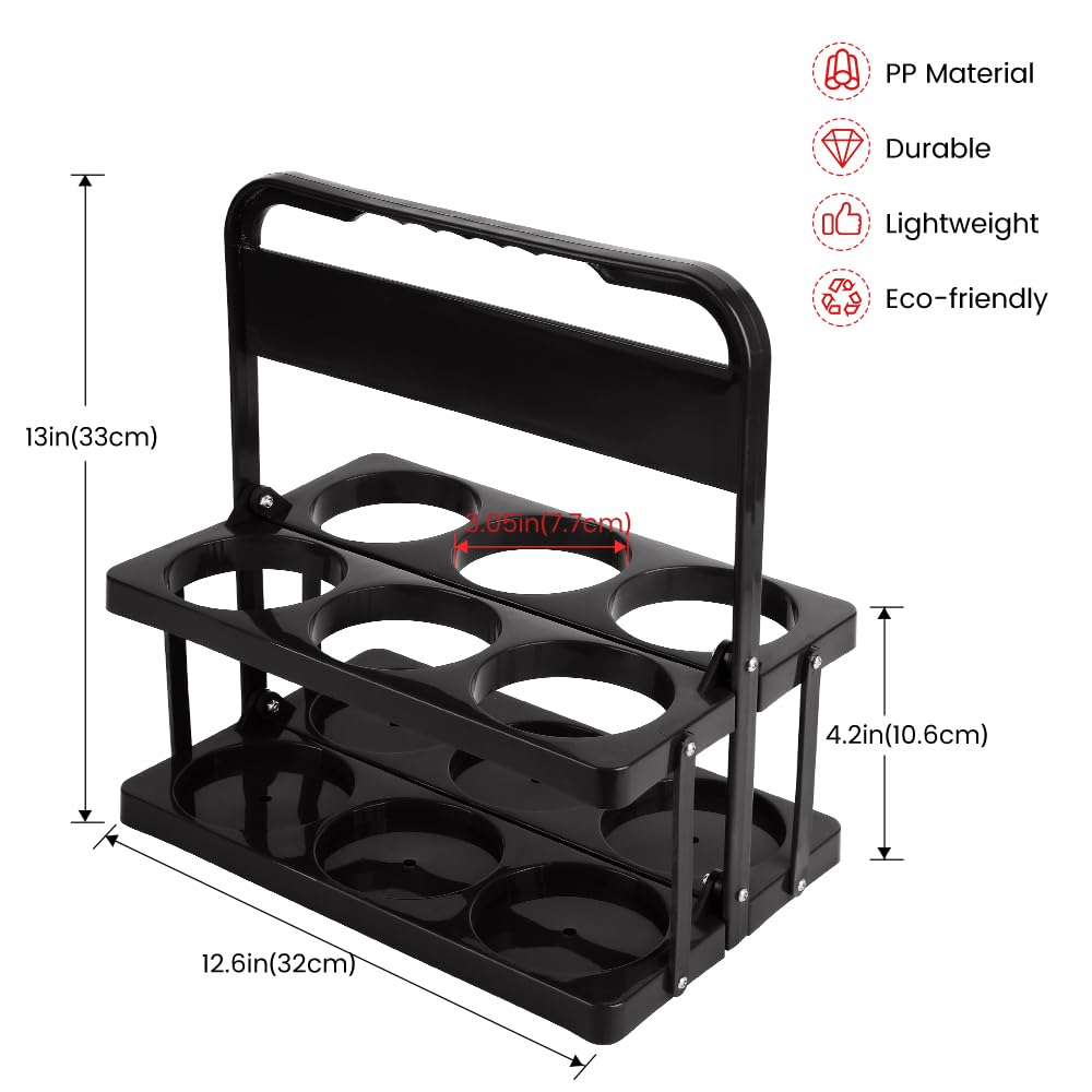 Bodaon 6 Cup Drink Carrier with Handle, Plastic Cup Carriers for Drinks, Drink Holder for Car, Take Out Delivery Drivers Accessories, Portable Foldable Reusable Mobile, Use for Food Delivery Bag