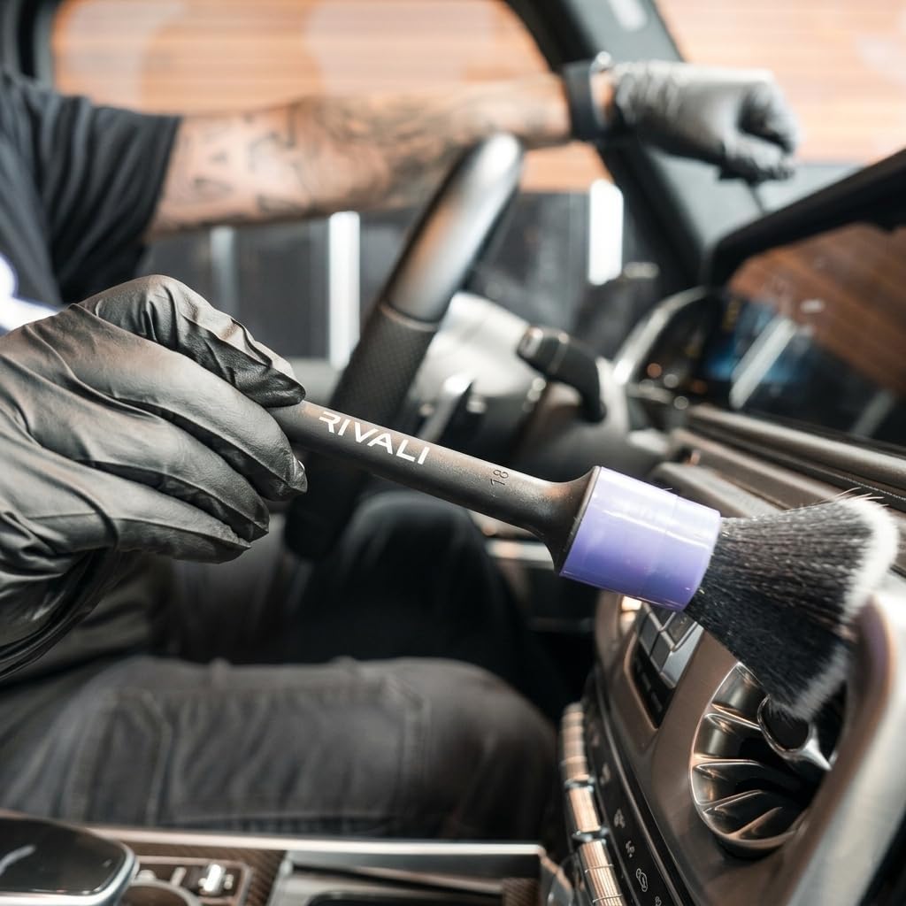 Rivali Car Care 5-Piece Car Interior Detailing Brush Set, Soft Scratch Free