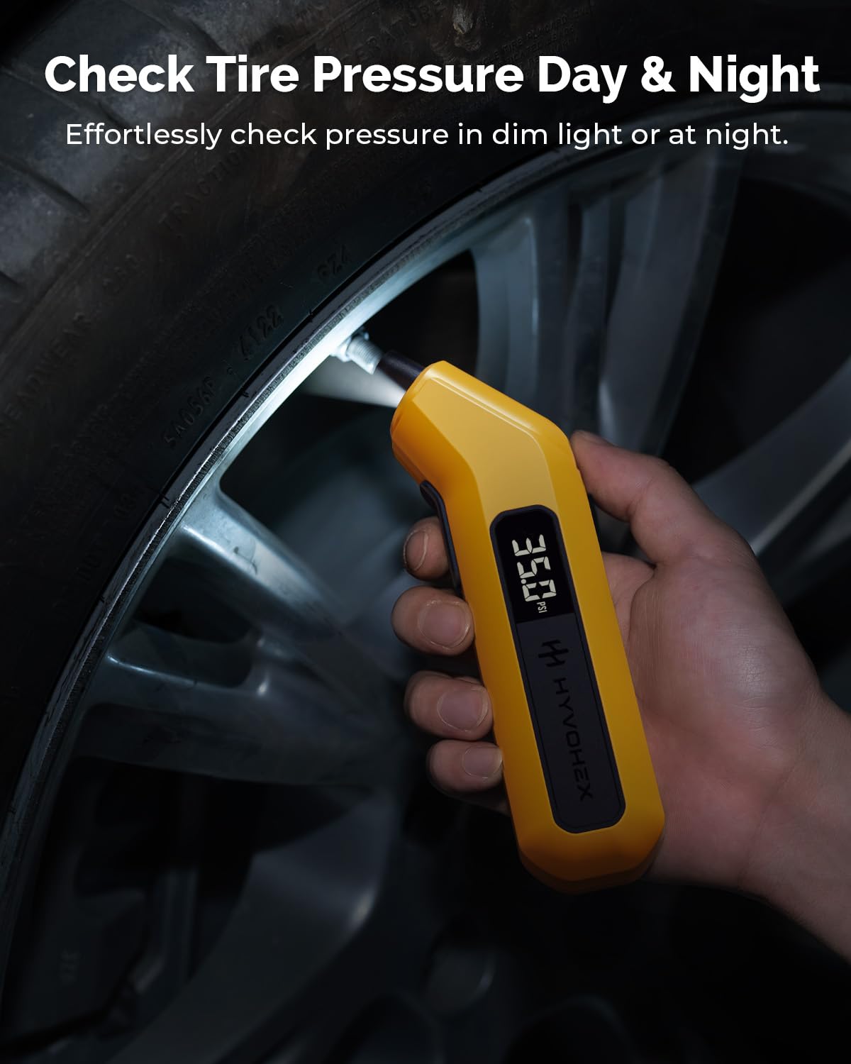 2 Pack Tire Pressure Gauge Digital 200 PSI, HYVOHEX Tire Gauges for Tire Pressure with AAA Batteries, Visual LED Display Tire Gauge with Backlight, Digital Tire Gauge for Car Truck Motorcycle Bicycle