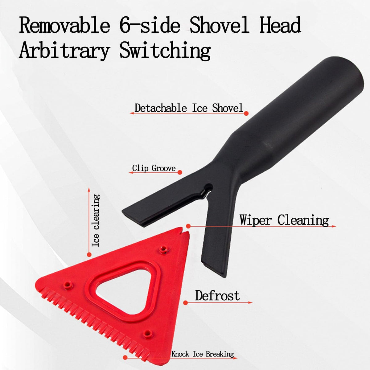 42" Car Snow Brush & Ice Scraper Red Snow Brush for Car Extendable, Upgraded Heavy Duty Pivoting Snow Broom for SUV Trucks Windshield Snow Cleaning