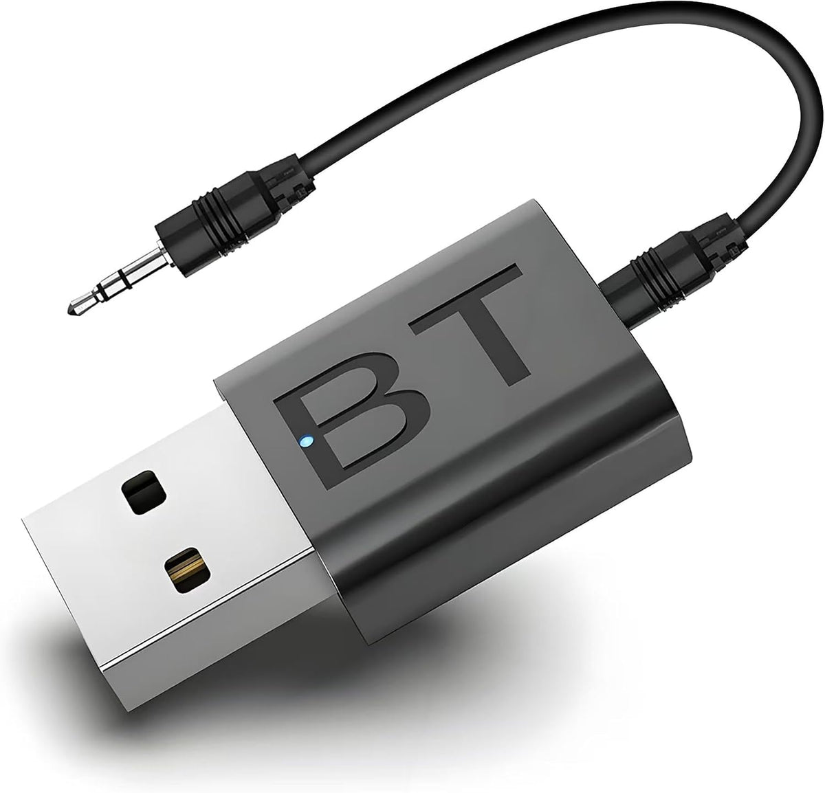Mini 2-in-1 USB Bluetooth Receiver,Bluetooth 5.4 Wireless Audio Adapter 3.5mm Car Kit Music Receiver for Home/Car Stereo Sound System, Portable Speskers, (Aux in) with 3.5mm Cable