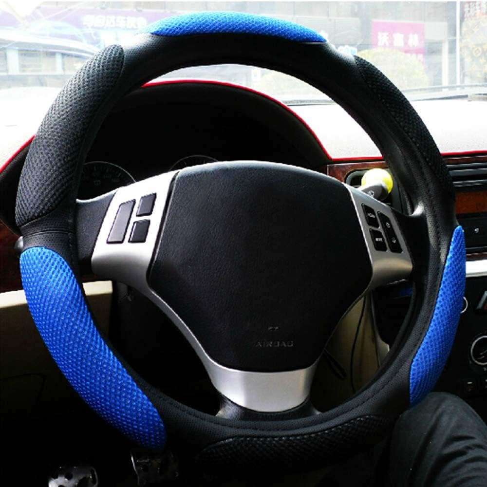 Steering Wheel Cover -Odorless, Cooler Hands in Summer, Warmer Hands in Winter (Black)
