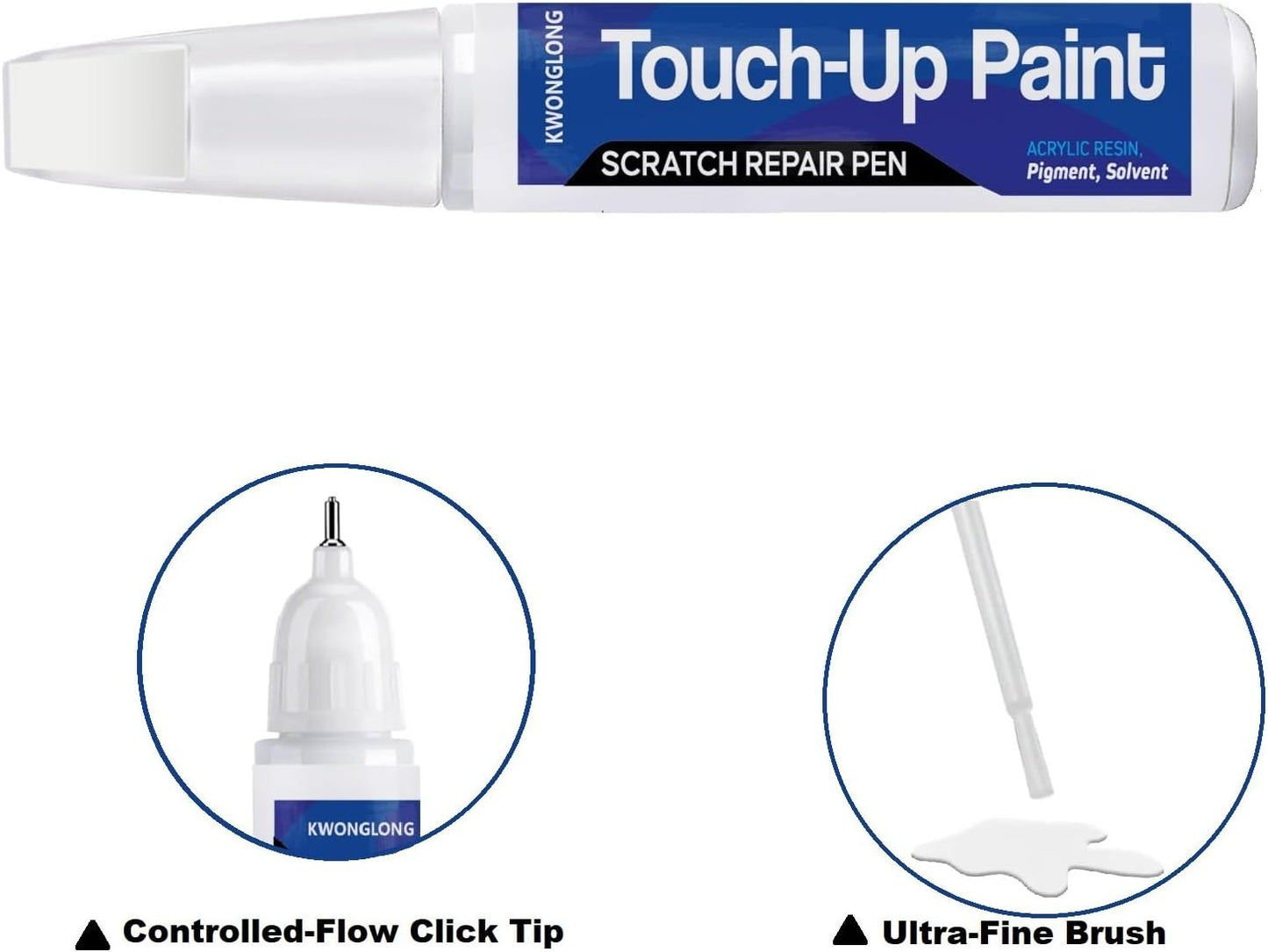 Summit White GAZ/WA8624 Touch Up Paint For GMC 2010-2024 Sierra, 2018-2024 Terrain, 2-in-1 Chips and Nicks Scratch Repair Pen