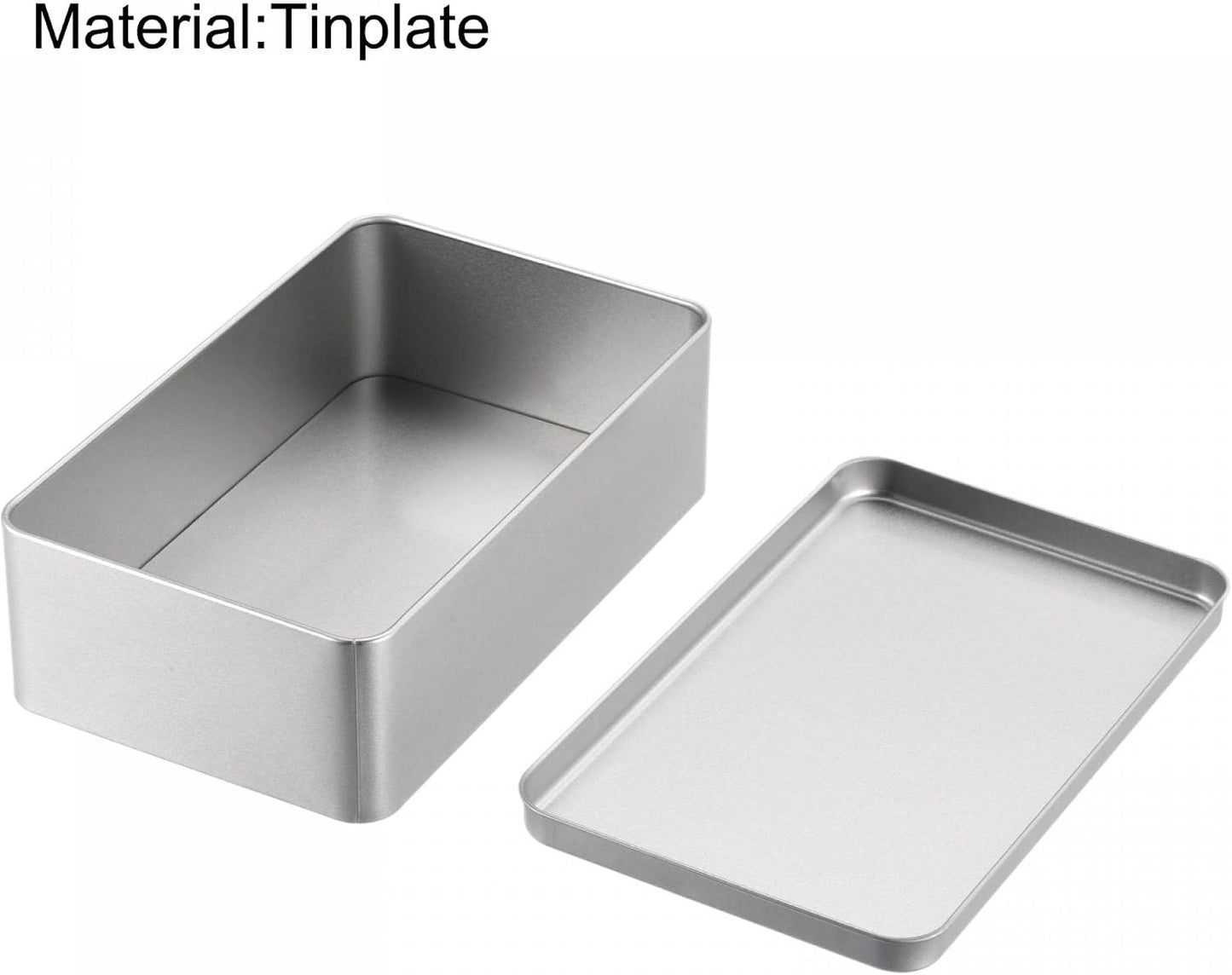 uxcell Metal Tin Box, 7.09" x 4.33" x 2.17" Rectangular Empty Tinplate Containers with Lids, Silver Tone, for Home Organizer, Candles, Gifts, Car Keys, Crafts Storage