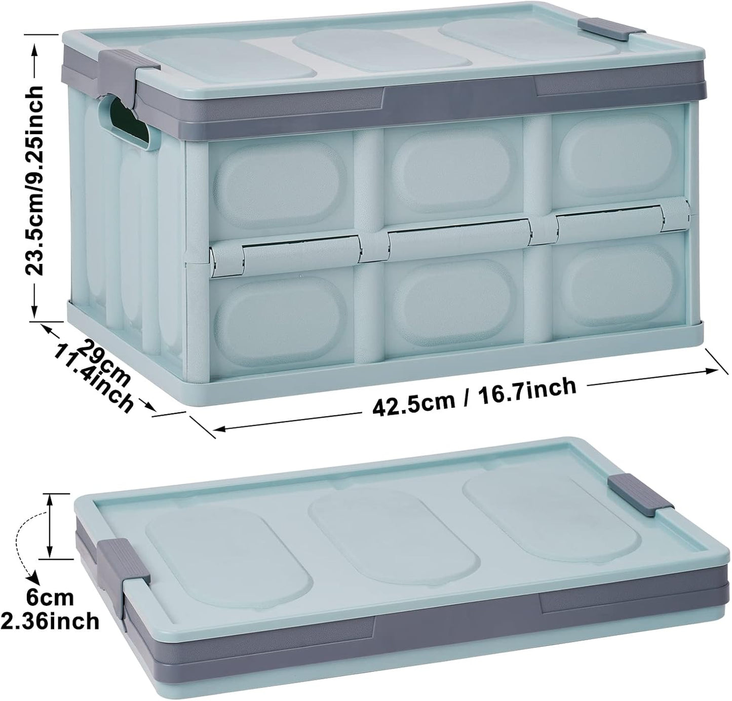 Phyllia Foldable Storage Boxes with Lidsz, 3 Pack Collapsible Plastic Storage Bins Organizer Containers Baskets Cub with Cover,Stackable Utility Crates Storage Box (Blue, 30L)