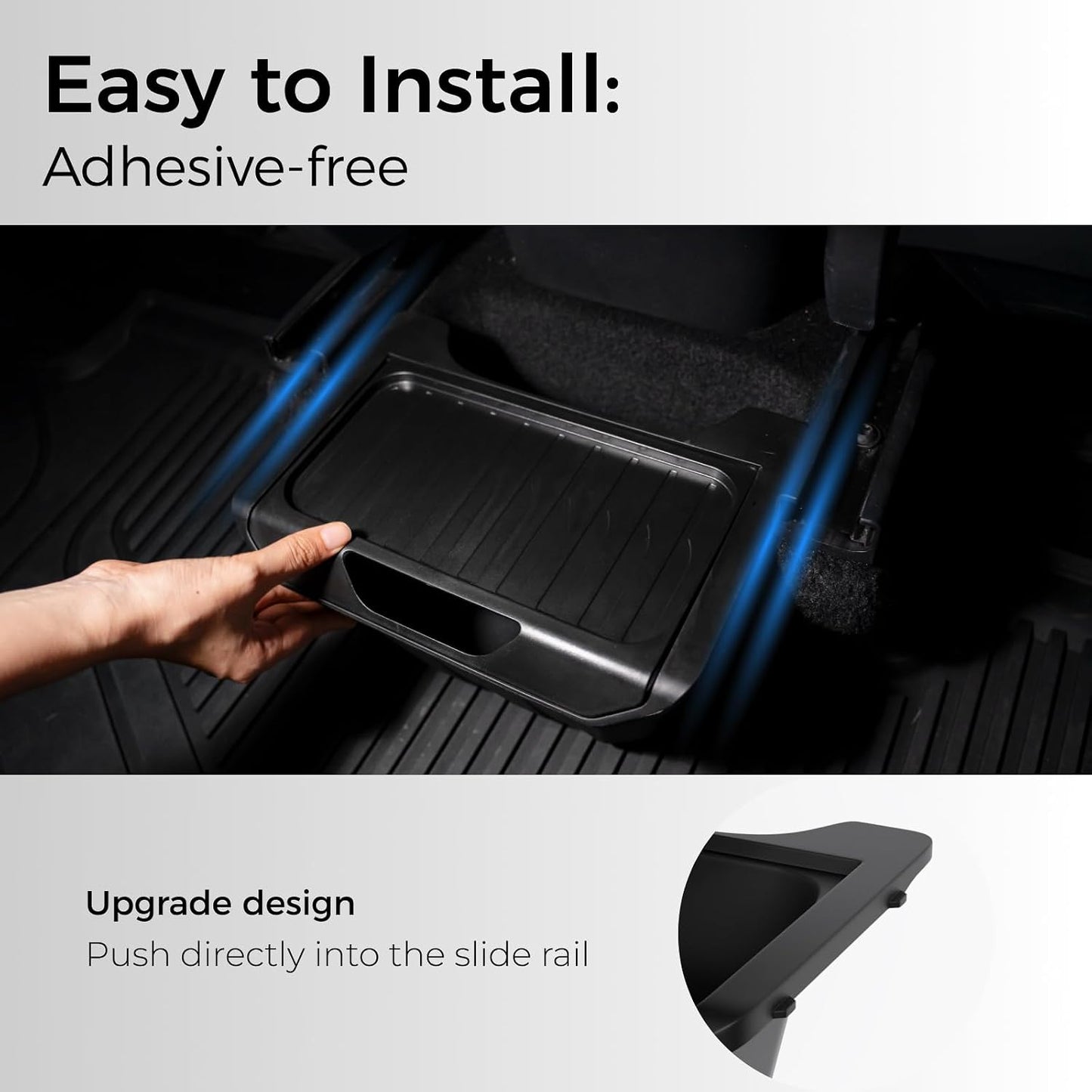 Rear Center Console Organizer for Tesla Model Y, 2024 Upgraded Anti-Slip Lid Cover, Car Trash Can for Tesla Model Y Accessories