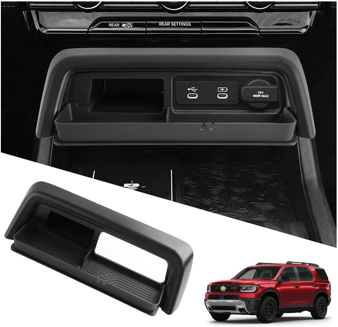 2026 Passport Center Console Organizer for Honda Passport 2026 Accessories Cup Holder & Center & Central Console Organizer Compatible with 2026 Honda Passport RTL/TrailSport/TrailSport Elite(3PCS)