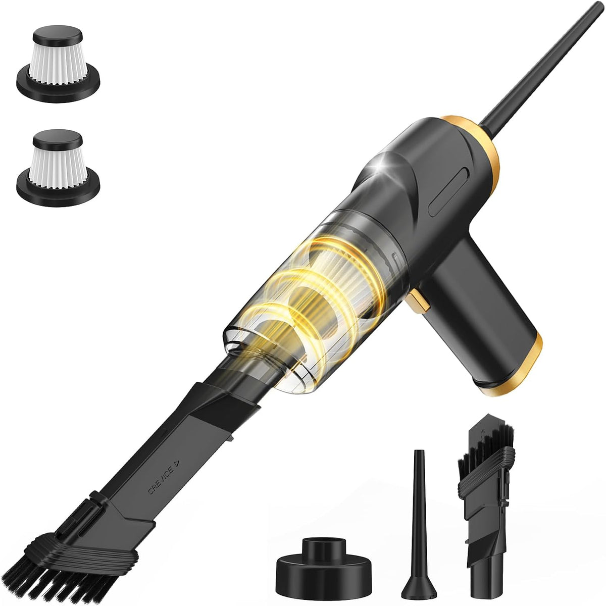 ONYXROSE Car Handheld Mini Vacuum Cleaner, Cordless Portable with 90W Motor, HEPA Filter, USB-C Charging, Blow Function & Multi-Attachments, 1.1Lbs Lightweight for Car Interior Cleaning