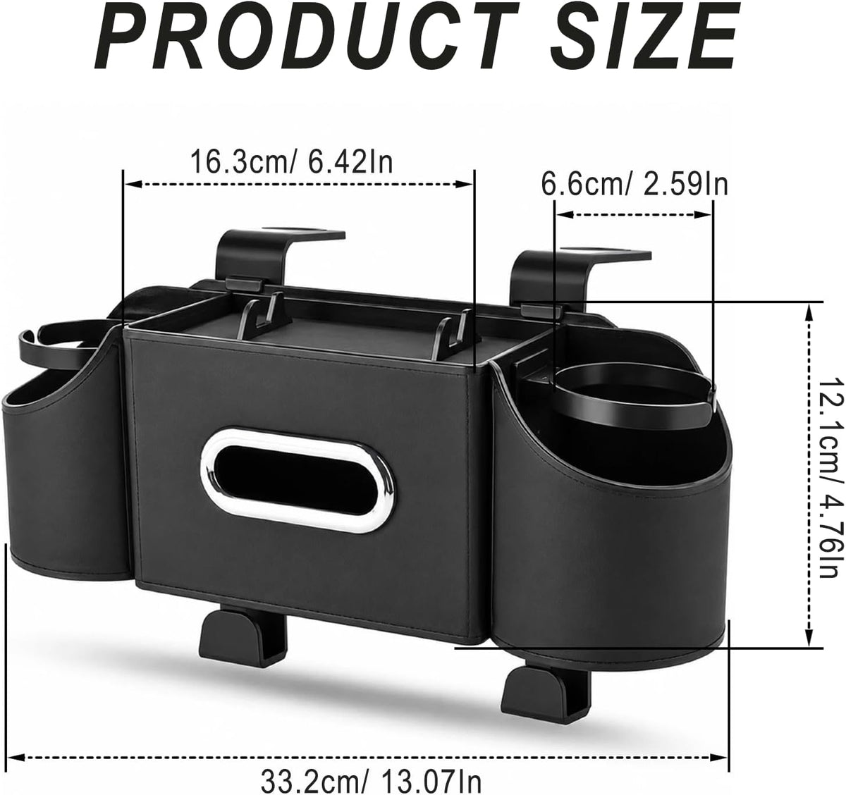 4-in-1 Backseat Car Organizer, Car Headrest Backseat Organizer with Hooks