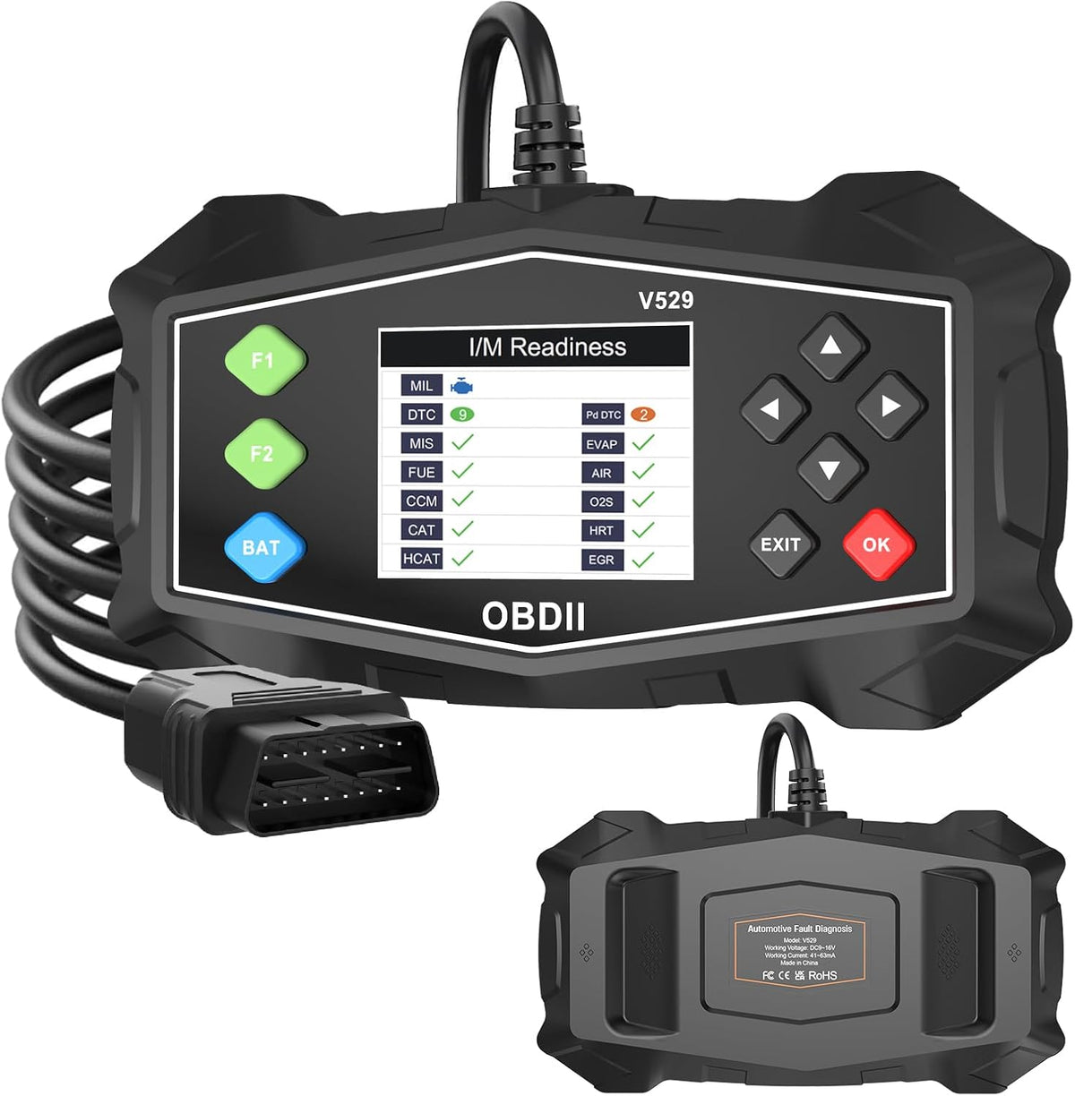 OBD2 Scanner Diagnostic Code Reader,Automotive OBD II Engine Light,Battery Tester,Mode 6, Mode 8 & I/M Readiness,OBDII Scan Tool for All OBDII Cars 1996+(OBDIIBlack)