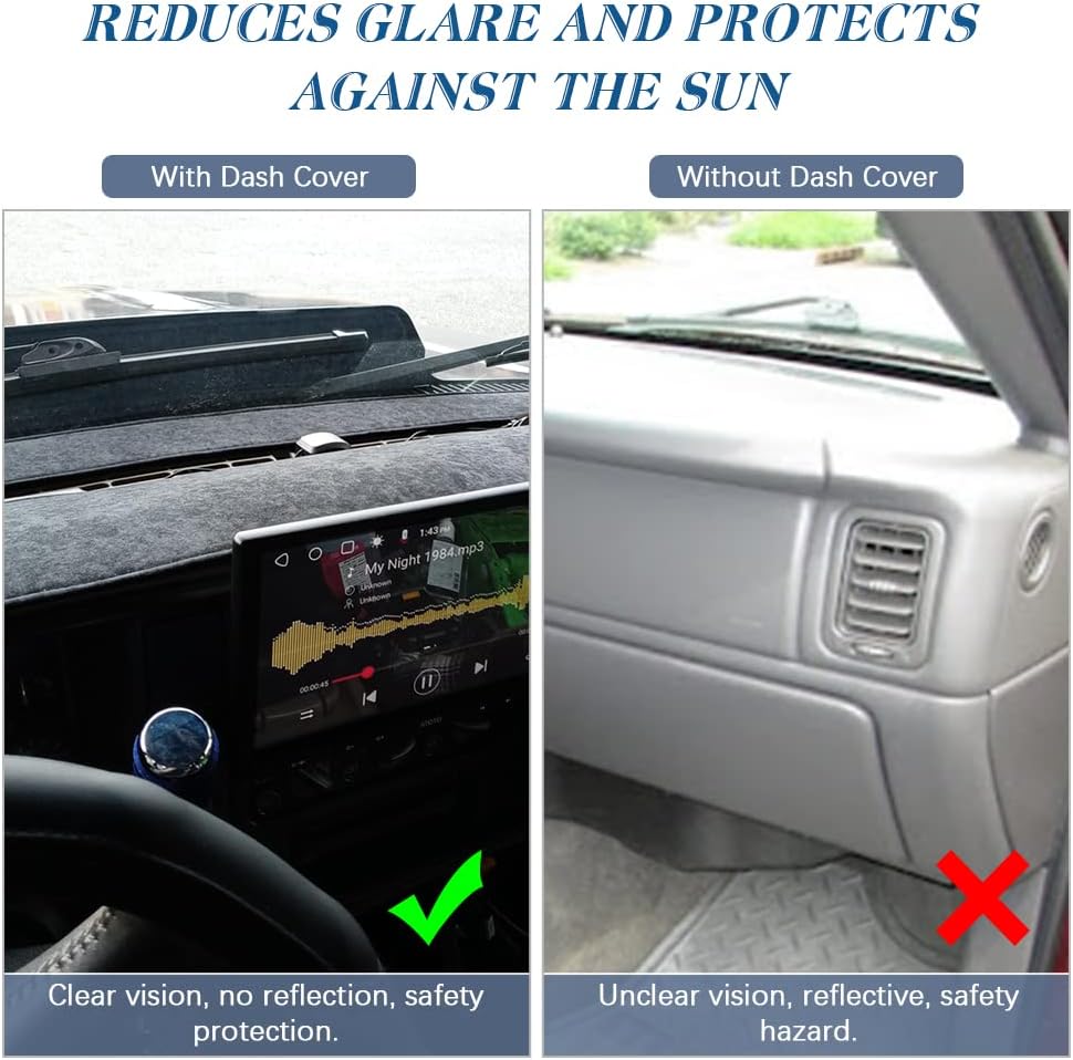 Black Dashboard Dash Board Cover Mat Carpet Compatible with 2007-2013 Chevrolet Silverado GMC Sierra