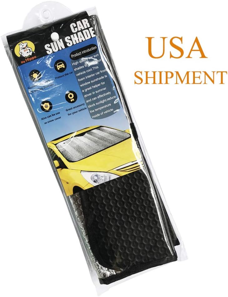 Big Hippo Windshield Sun Shade for 2007-2023 Wrangler Rubicon Sahara TJ JK JKU 2 &amp; 4 Door-Blocks UV Rays Sun Visor Protector,Car Sun Shade Keep Your Vehicle Cool,Car Window Shade