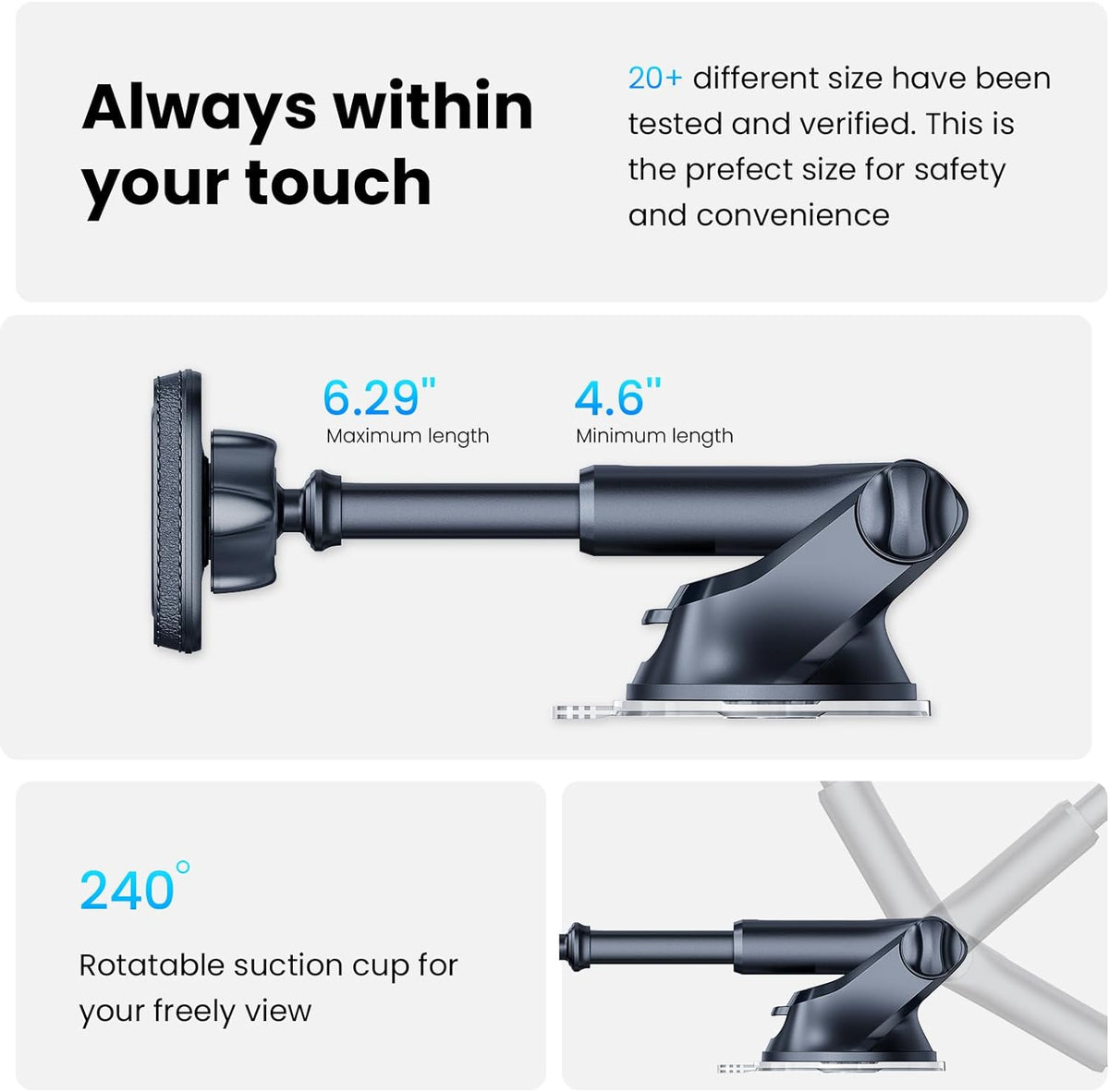 APPS2Car Magnetic Phone Mount for Car, Dashboard & Windshield Suction Cup