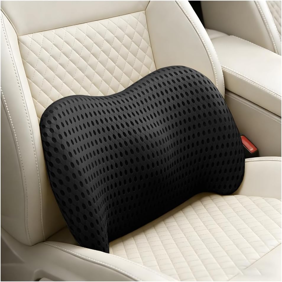15.35 Inch Memory Foam Car Lumbar Support Pillow, Black