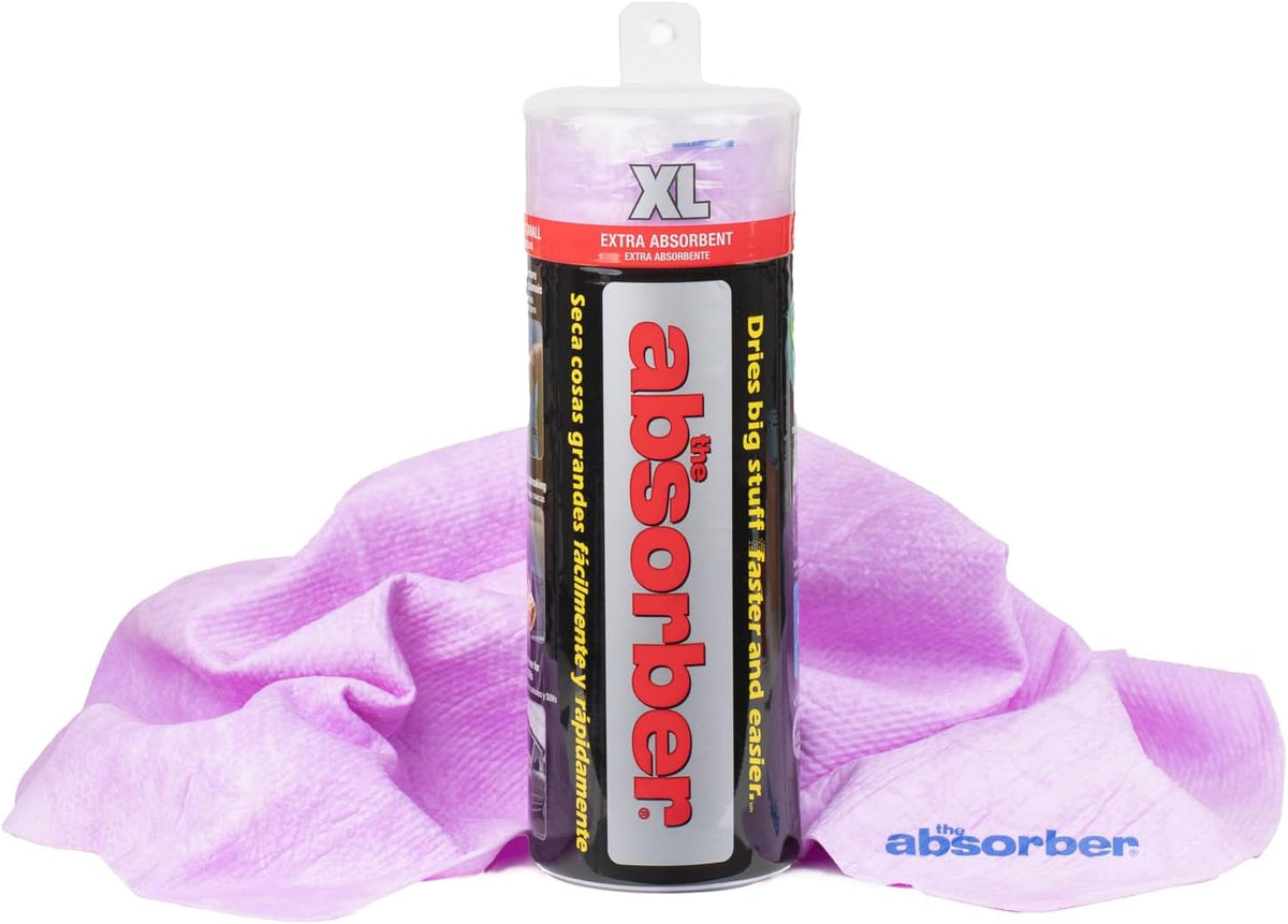 CleanTools the Absorber XL 18" x 29" - Synthetic Premium Drying Chamois Cloth for Cars and Trucks - Super Absorbent, Scratch-Free and Washable (Purple)