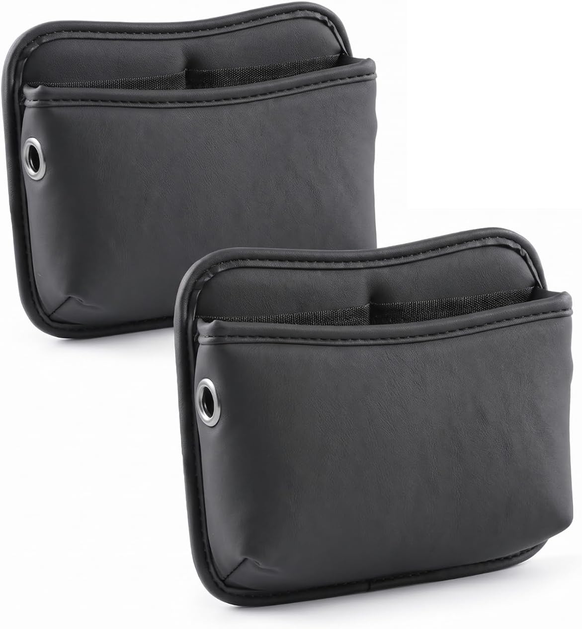 2 PCS Car Seat Side Pocket Organizers, Multifunctional Leather Pouch Bag, Console Side Organizer Bag, Universal Storage Bag for Most Auto (Black)