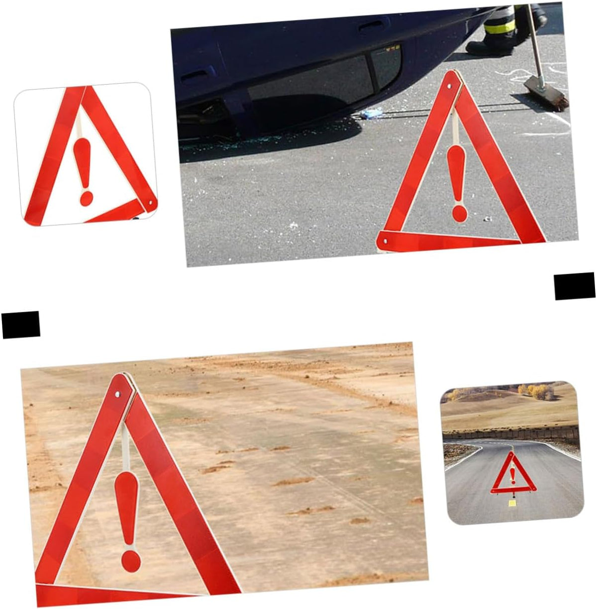 4pcs Auto Warning Triangle Kit Reflective Folding Safety Tripods for Roadside Use Portable and Warning Signs for Cars