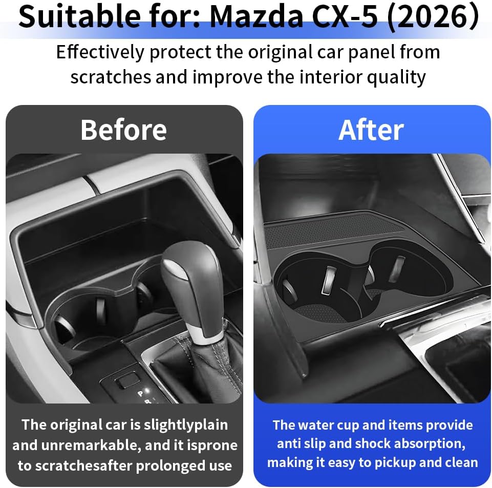 Car Cup Holder Insert for Mazda CX5 CX-5 2026 Auto Interior Accessories Center Console Organizer Water Bottle Cupholder Storage Coasters Station TPE Silicone Accessory