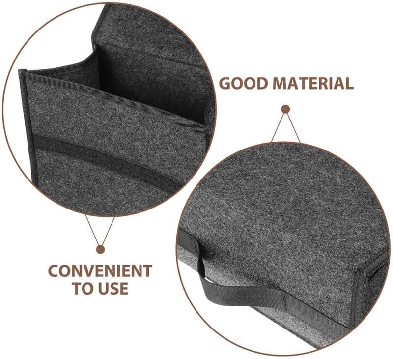2-Pack Felt Car Trunk Organizer with Lid: Small Collapsible Cargo Storage Box Bin for Compact Sedan &amp; SUV - Anti-Slip Noise-Free Auto Interior Storage Bag for Groceries &amp; Tools, 11.79"x11.00"