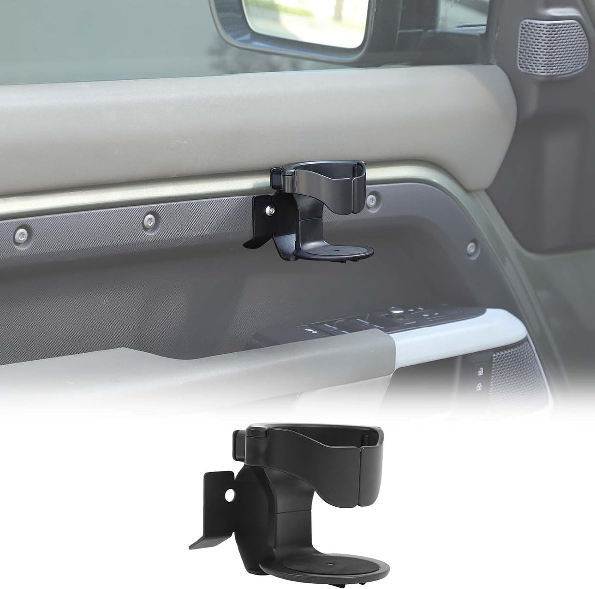 Dashboard Cup Holder Compatible with L@nd Rover Defender 90/110/130 2020-2025 Accessories, Cup Holder Expander for LR Defender 2024, Black Cup Drink Holder 1Pcs (Style B, Door)