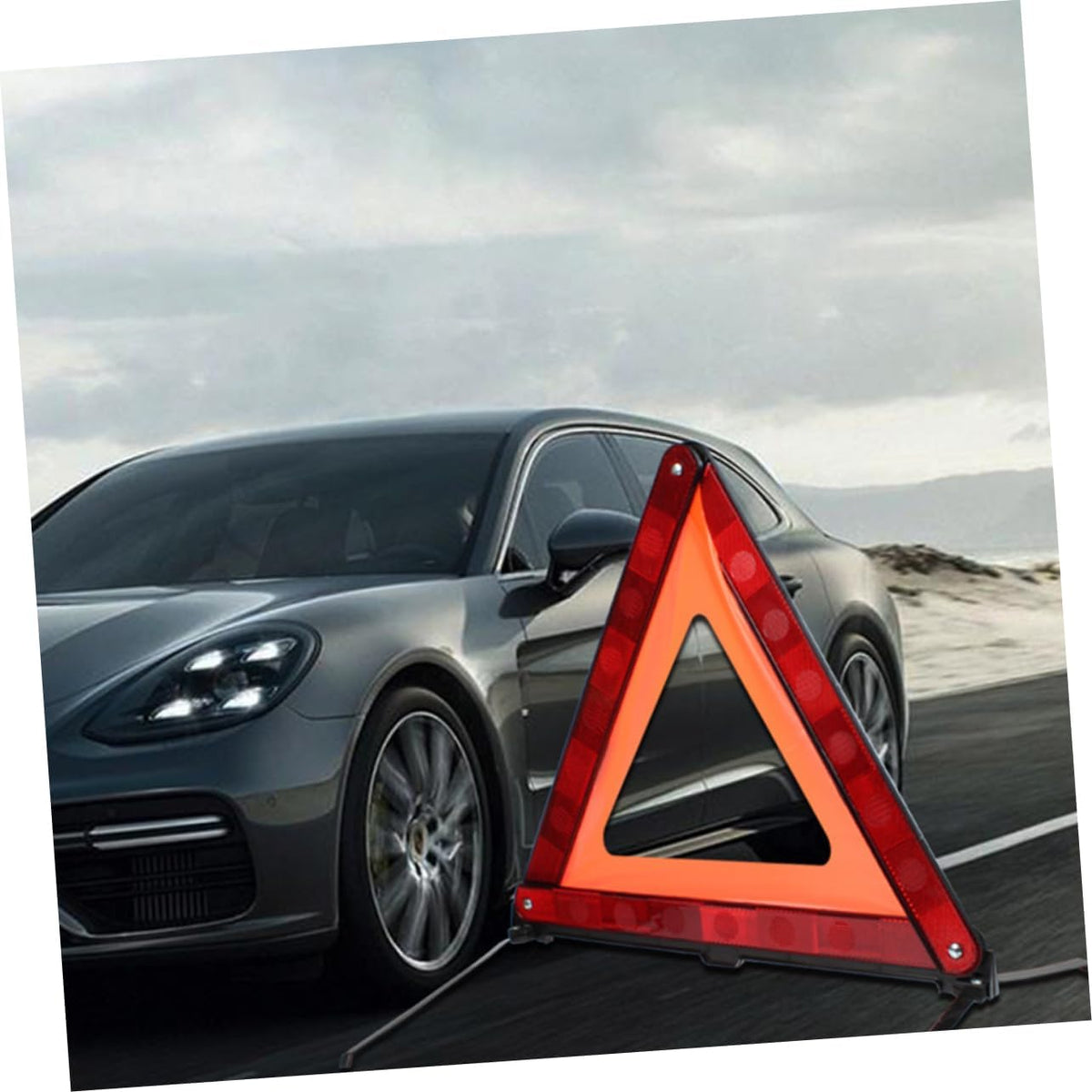 2Pcs Red Plastic Triangle Warning Sign for Road Safety Alerts