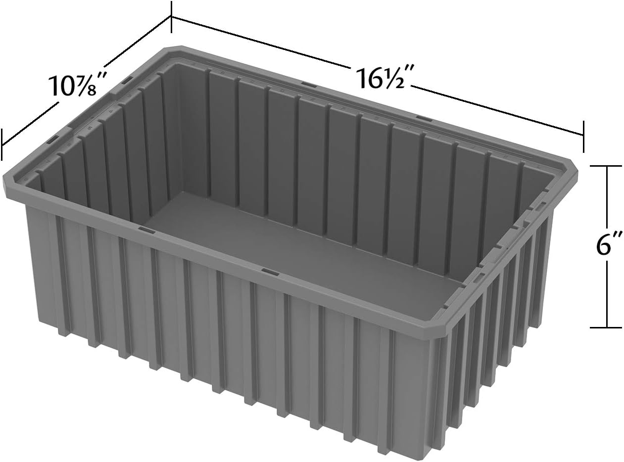 Akro-Mils 33166 Akro-Grid Plastic Slotted Dividable Modu Box Stackable Grid Storage Tote Container, (16-1/2-Inch L x 10-7/8-Inch W x 6-Inch H), (8 Pack), Blue (33166BLUE)