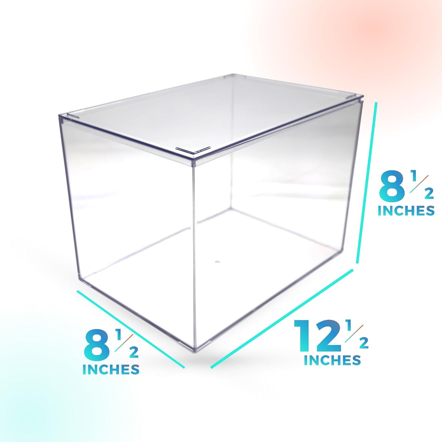 4-Pk Clear Acrylic Display Case with Lid, 12.5x8.5x8.5in, Memorabilia Box | Large 12.5x8.5x8.5 clear box for signed memorabilia, dioramas or shoe &amp; purse storage. Stackable, made in USA.