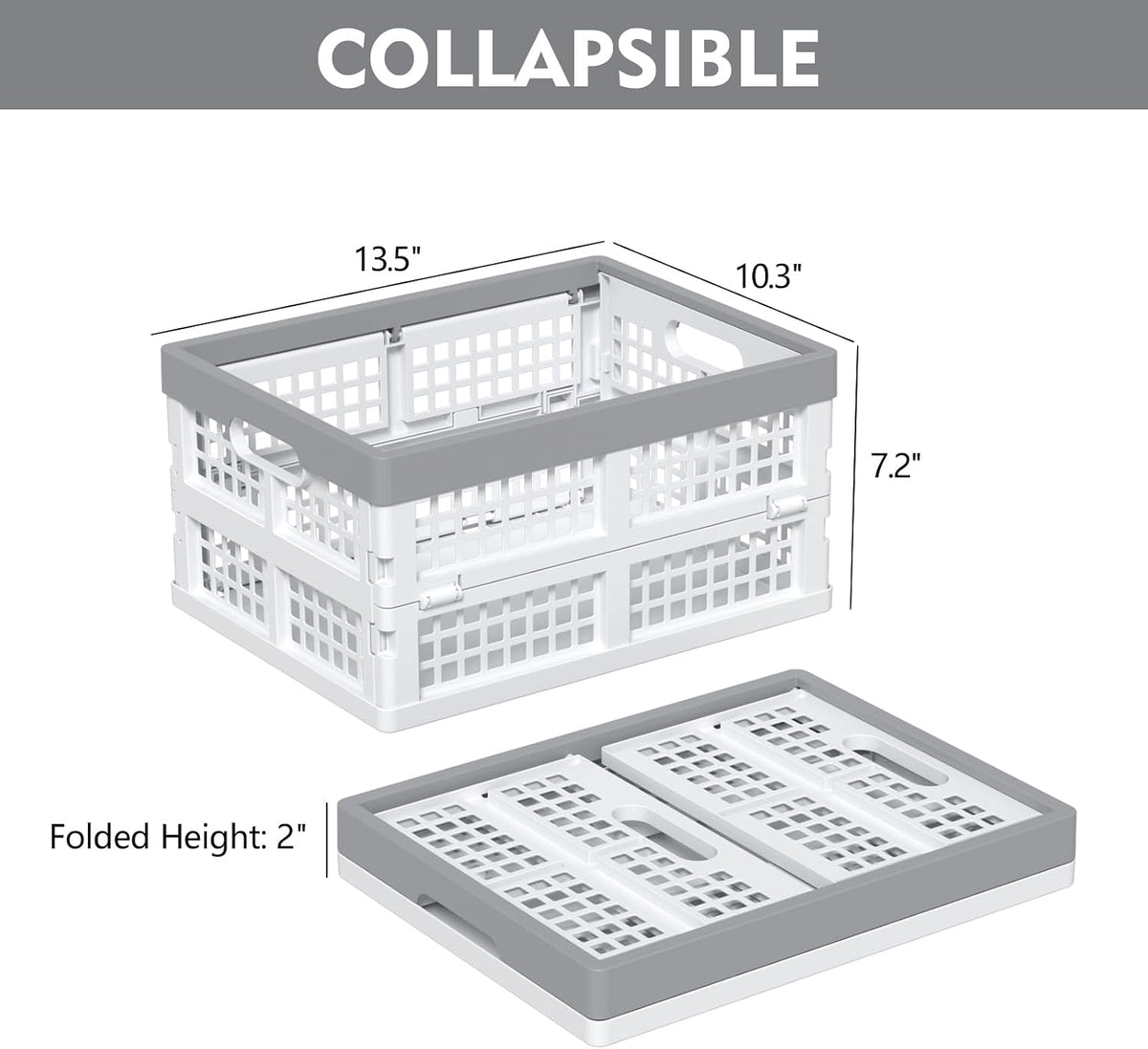 4 Packs 15 Liter Collapsible Milk Crates, Storage Bin/Container