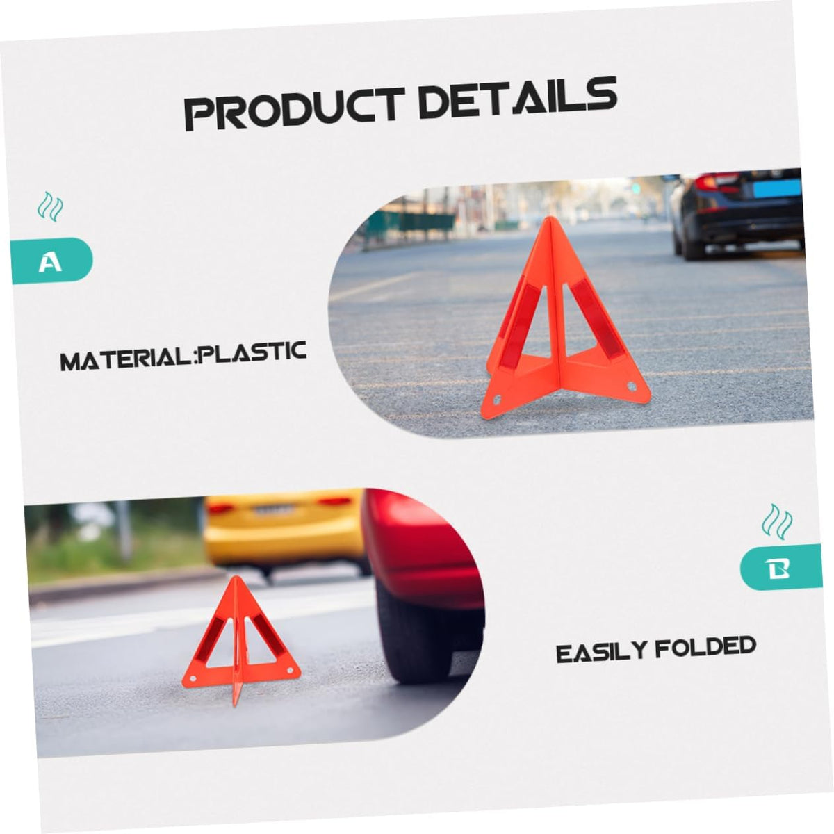 Cabilock 3pcs Car Warning Triangle Reflective Road Markers Roadside Emergency Kit for Vehicles