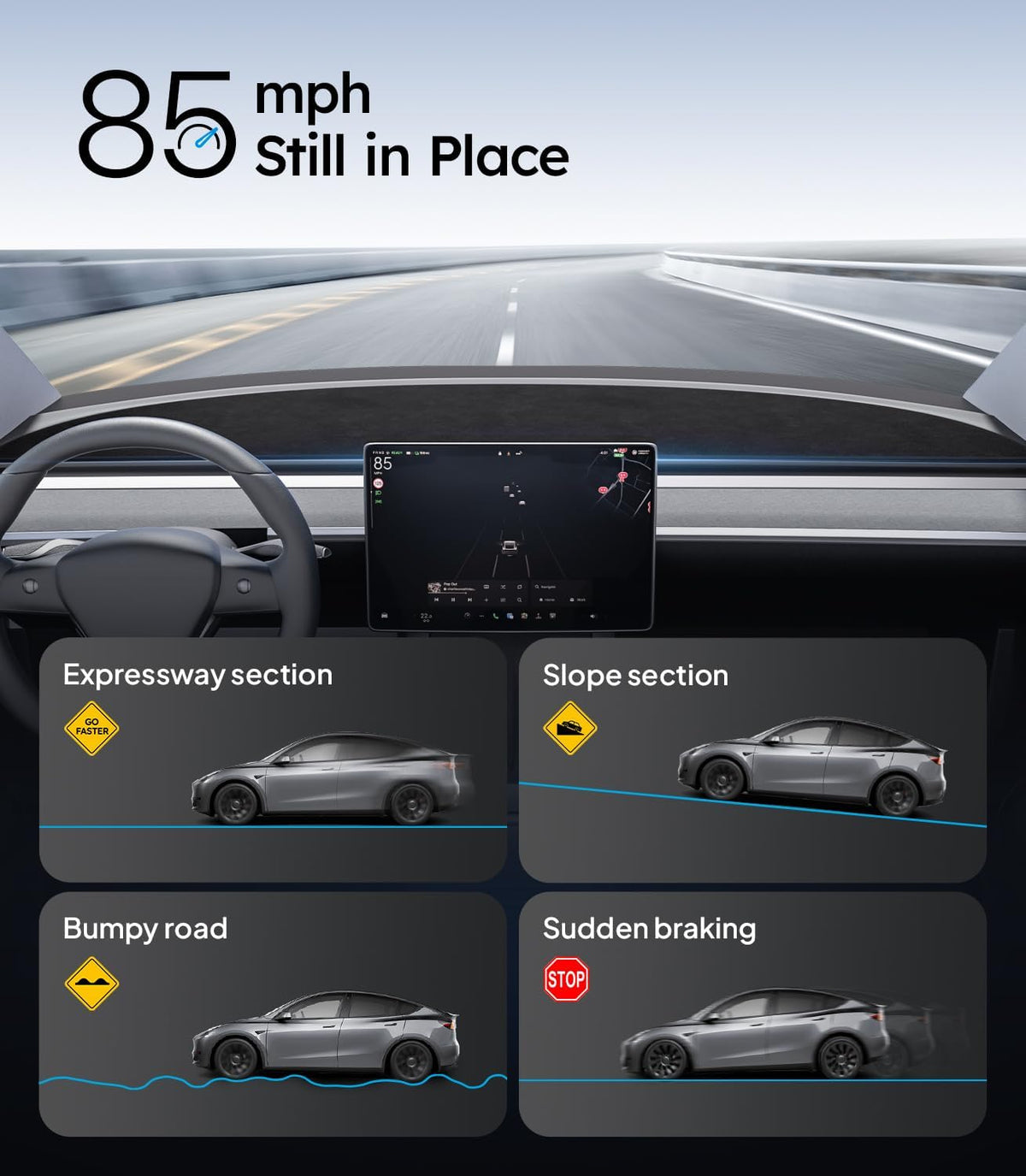 Wigoo Dashboard Cover for Tesla Model 3 Highland, Anti-Glare Suede