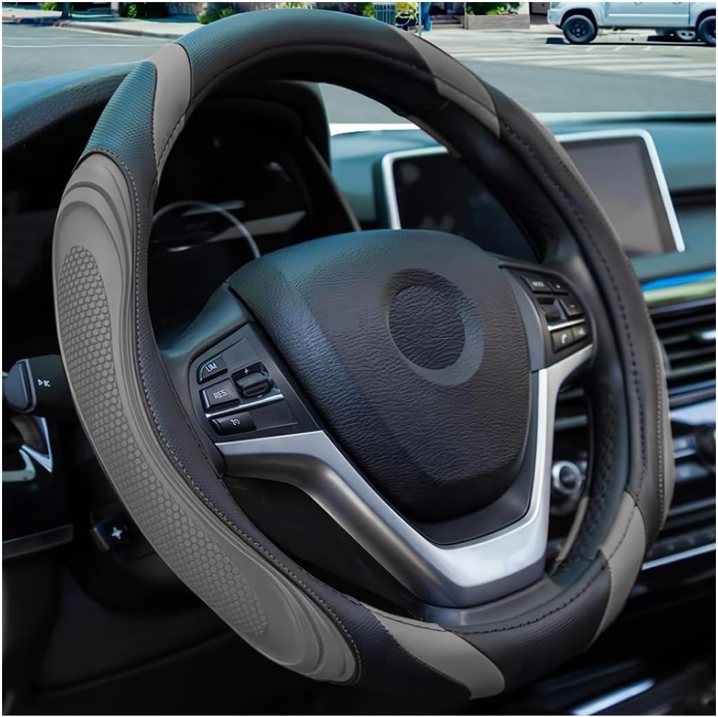 Osilly 15 Inch Artificial Leather Steering Wheel Cover, Coffee