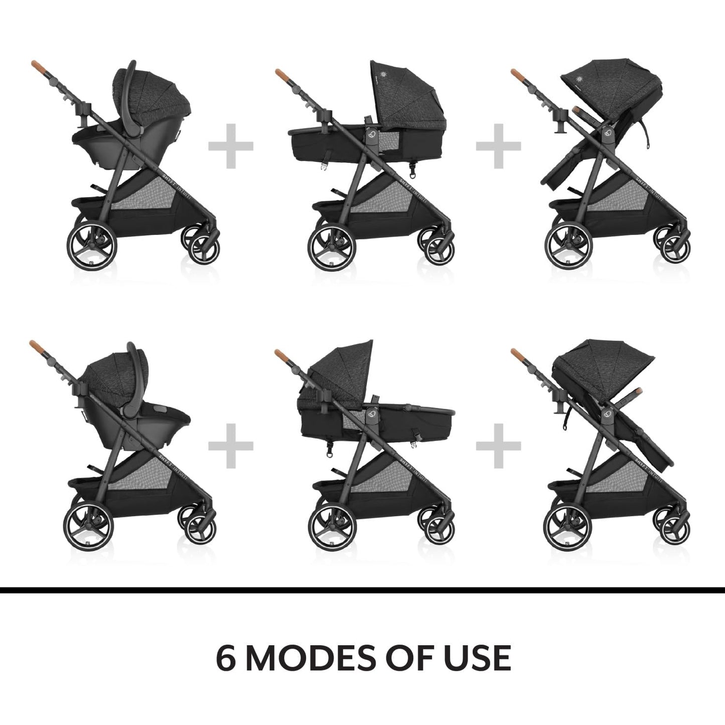 Evenflo Shyft Intuiti Travel System with Revolve180 LiteMax™ NXT Rotating Rear-Facing Lightweight Preemie and Infant Car Seat 3-30 lbs. (Black Shale)