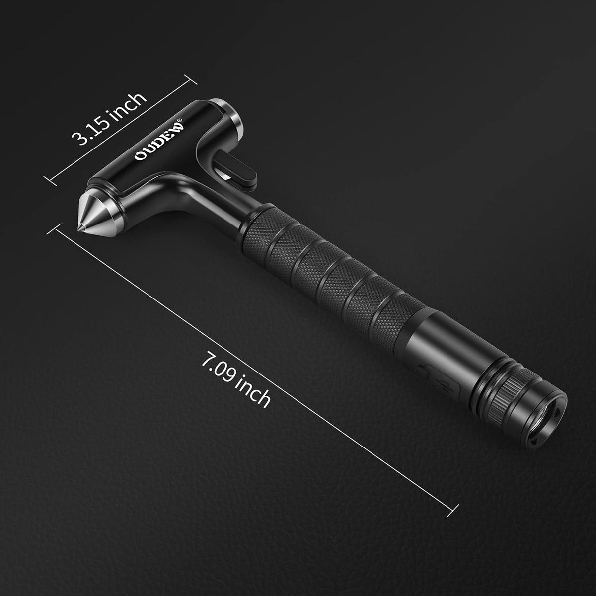 Car safety hammer, Glass Breaker with Lighting Function, Black, 1pcs