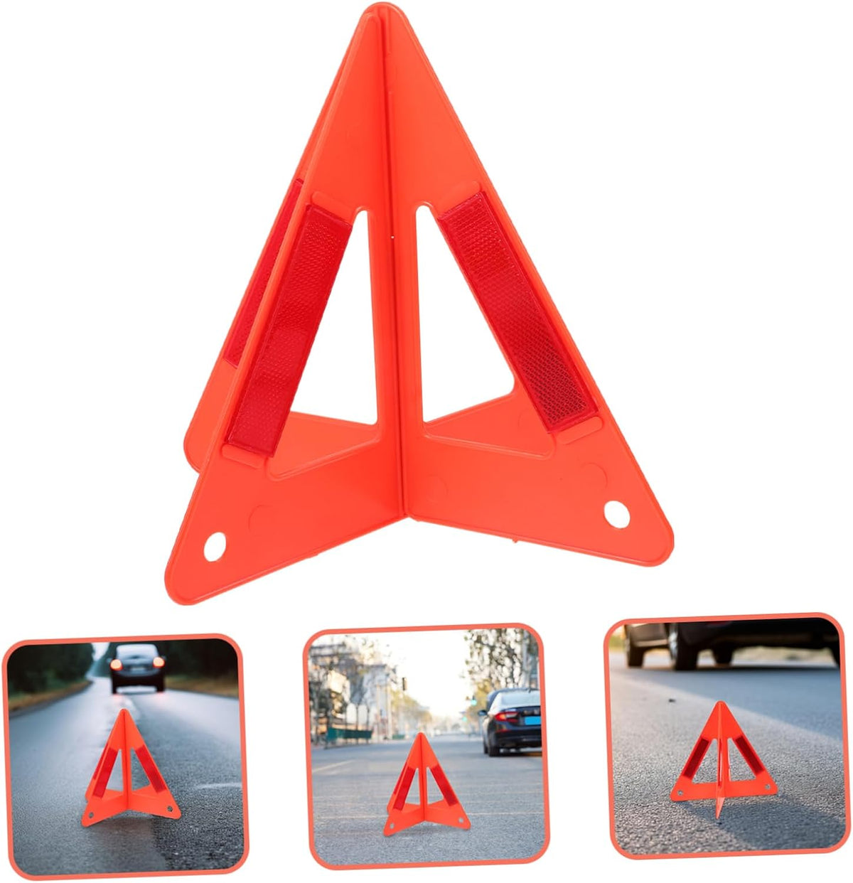 Mobestech Reflective Road Warning Triangle Plastic Safety Sign for Cars