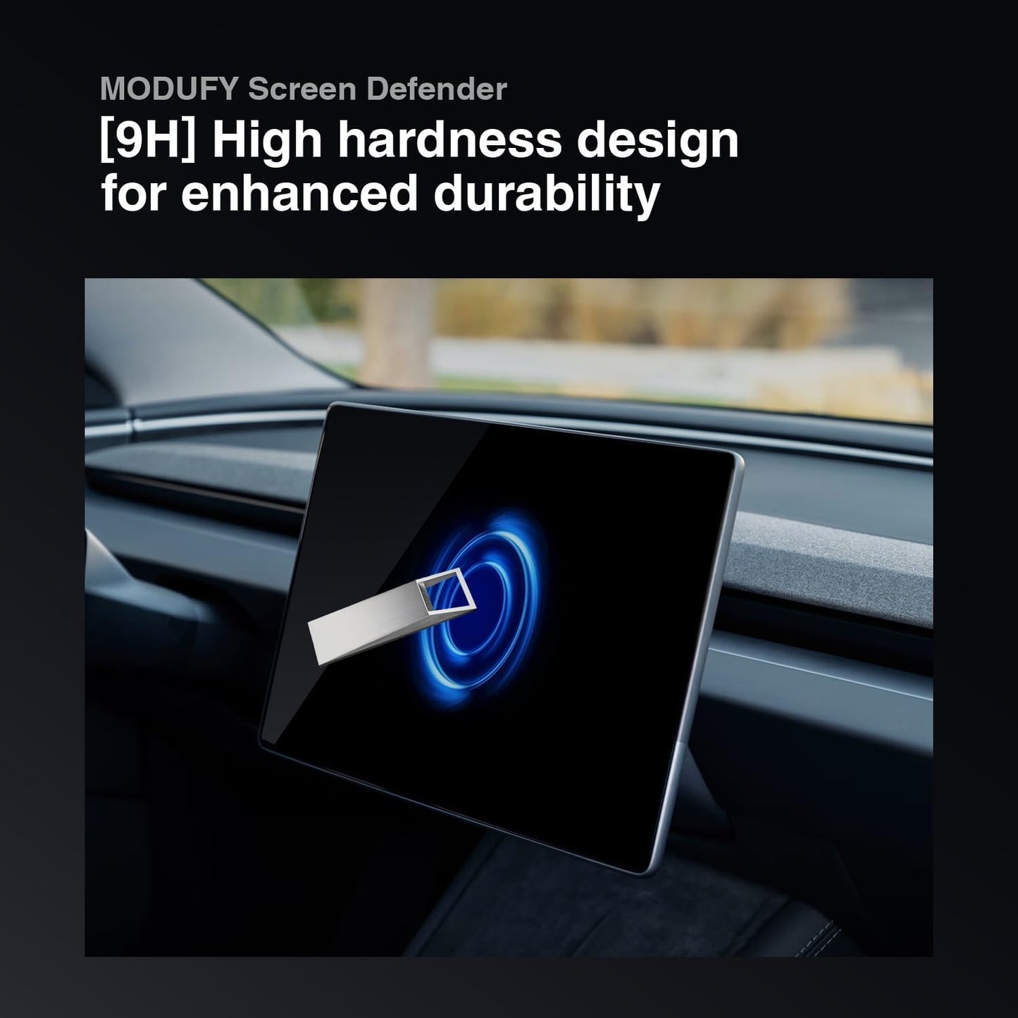[16-inch] MODUFY Tesla Model Y Juniper Front & Rear Screen Protective Glass Set with Application Kit (High Hardness/Transparent/Anti-Scratch/Clear/Fingerprint/Shockproof/9H/Tesla/ModelY) (Matte Glass (Anti-glare))