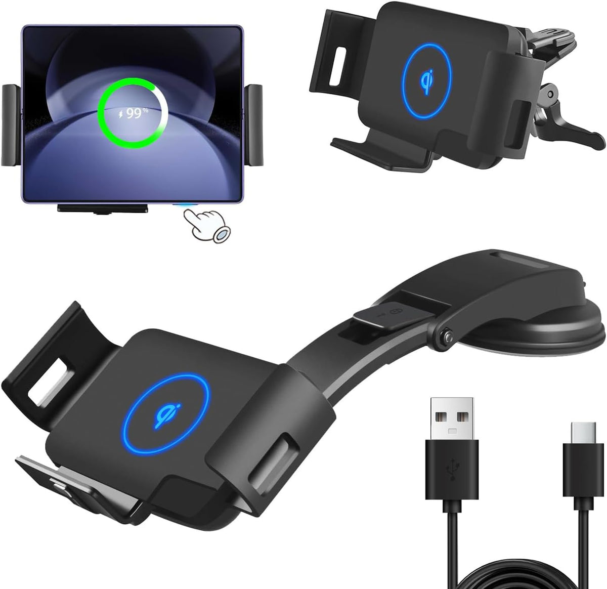Wireless Car Charger Mount, 15W Fast Charging Holder
