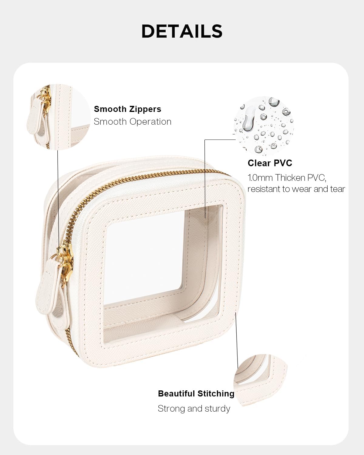 Clear Makeup Bag Small, Mini Portable Clear Makeup Bag for Purse Cute Waterproof Travel Cosmetic Case Makeup Pouch TSA Approved Toiletry Bag Women Traveling Car Organizer Car Essentials