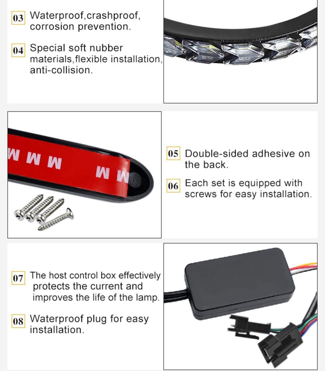 SOCAL-LED LIGHTING Arrow LED DRL Switchback Strips 10" (25cm) 12V Sequential Flashing Turn Signal Lights, Dual-Color Amber White, Pack of 2