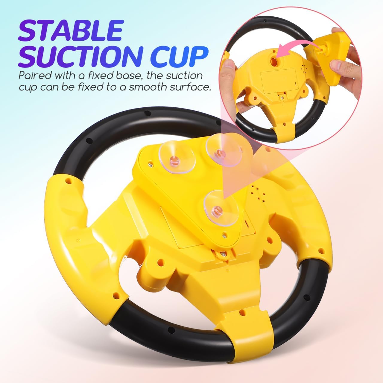 IMIKEYA 2Pcs Kids Steering Wheel Toy for Car Seat – Simulated Driving Steering Wheel with Light and Music for Children, Car Backseat Stroller Attachment