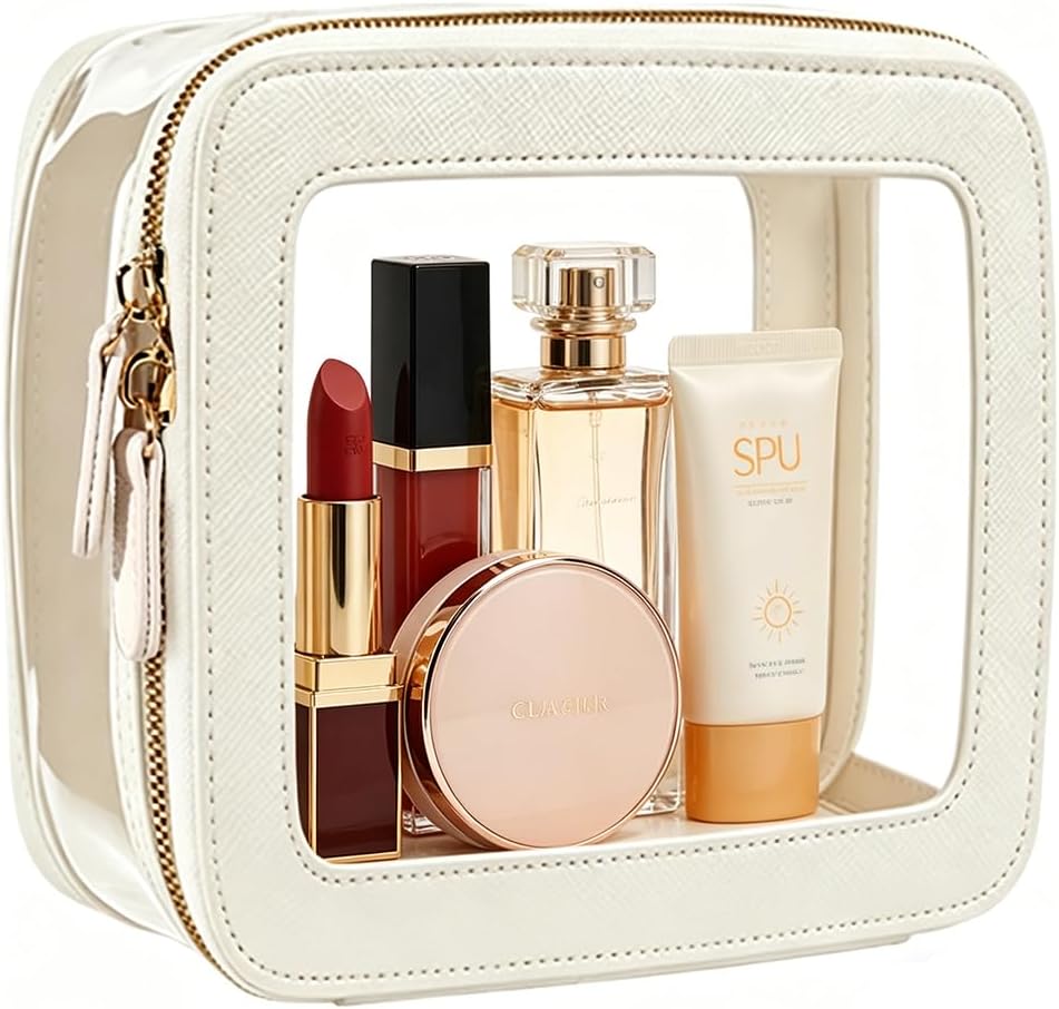 Clear Makeup Bag Small, Mini Portable Clear Makeup Bag for Purse Cute Waterproof Travel Cosmetic Case Makeup Pouch TSA Approved Toiletry Bag Women Traveling Car Organizer Car Essentials