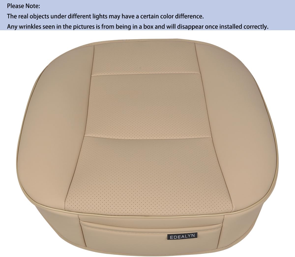 PU Leather Car Bottom Seat Cover Front Car Seat Protection Cover for Most Four-Door Sedan&SUV,Ultra-Luxury Single Seat Cover Without Backrest 1PCS (W 20.8× D 21× T 0.2inch) (3D-Beige)
