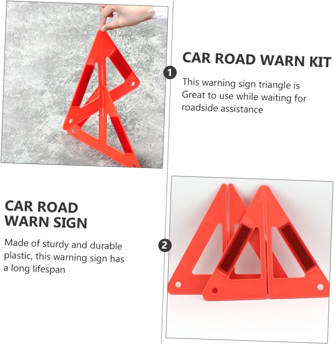 Vaguelly 2 Sets Warning Sign Car Road Safety Kit Road Safety Kit for Car Red Car Reflective Road Safety Kit Car Road Warn Kit Roadside Car Warning Tool Triangle Plastic Road Sign