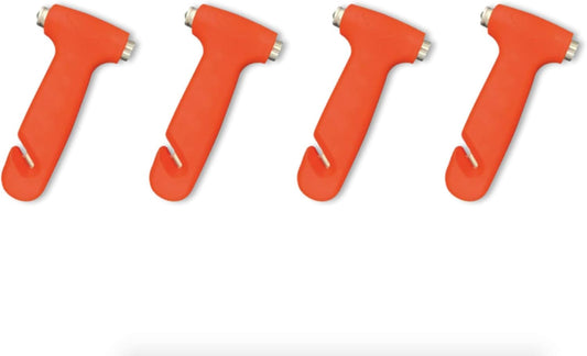 Life Saver Car Seat Belt Cutter & Instant Window Break Hammer - Escape A Fire Burning Or Water Sinking Emergency (4-Pack, Orange Premium 2-in-1 (Cutter & Hammer))