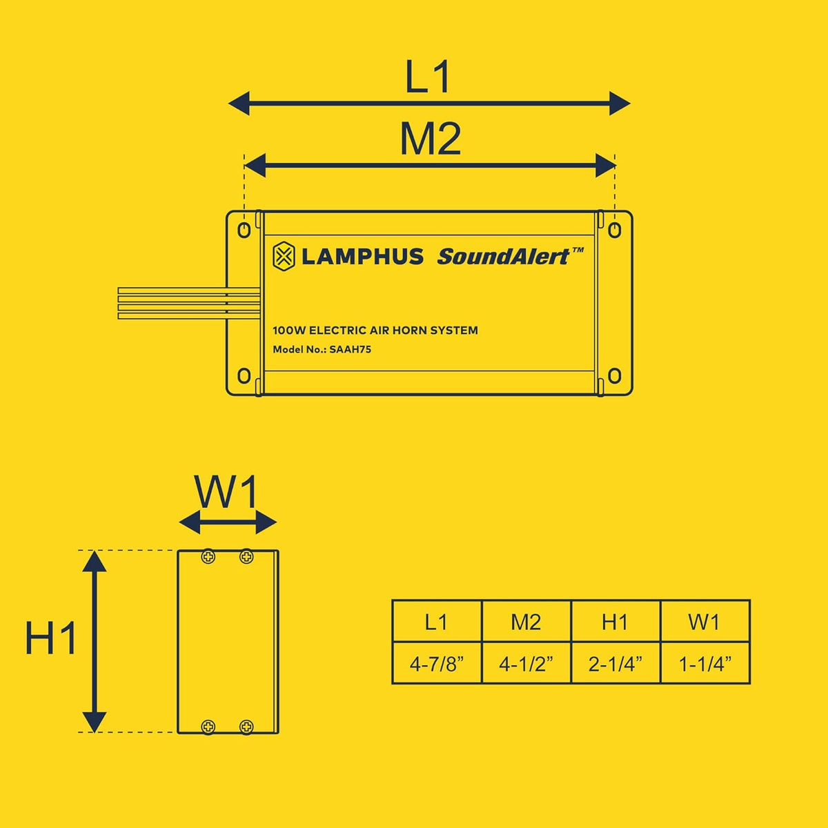 LAMPHUS SoundAlert 100W Electronic Air Horn for Car Truck Police Emergency