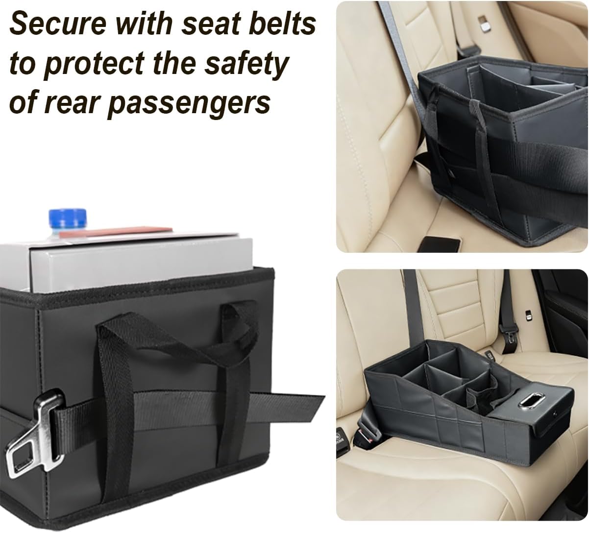 GMQ Car Seat Organizer,Automotive Seat Organizer for Front and Back Seat or Floor, Car Caddy Organizer Pu Leather Multiple Organizers and Storage for Travel Kids (Black)