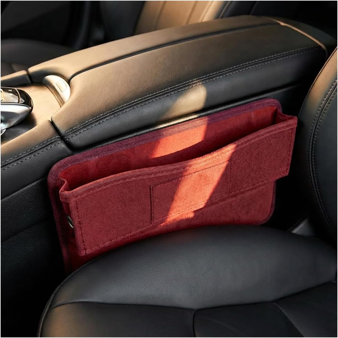 Car Seat Gap Filler, Anti-Drop Automotive Front Seats Gap Storage Box for Phone, Glasses, Key, Card, Universal Vehicle Interior Organizer Accessories for Car, SUV, Truck (Black)