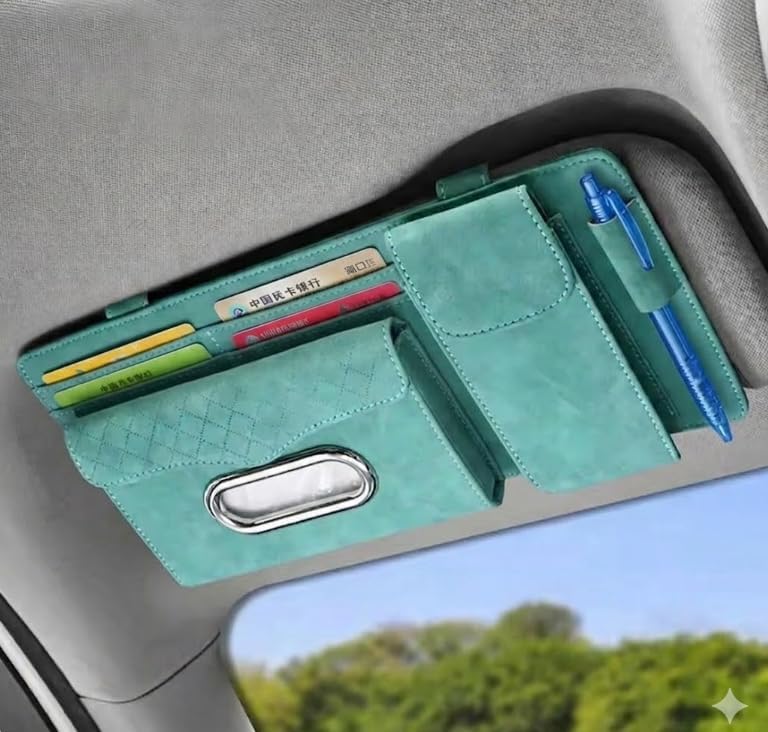 Multifunctional Car Visor Organizer (Suede leather - Blue)