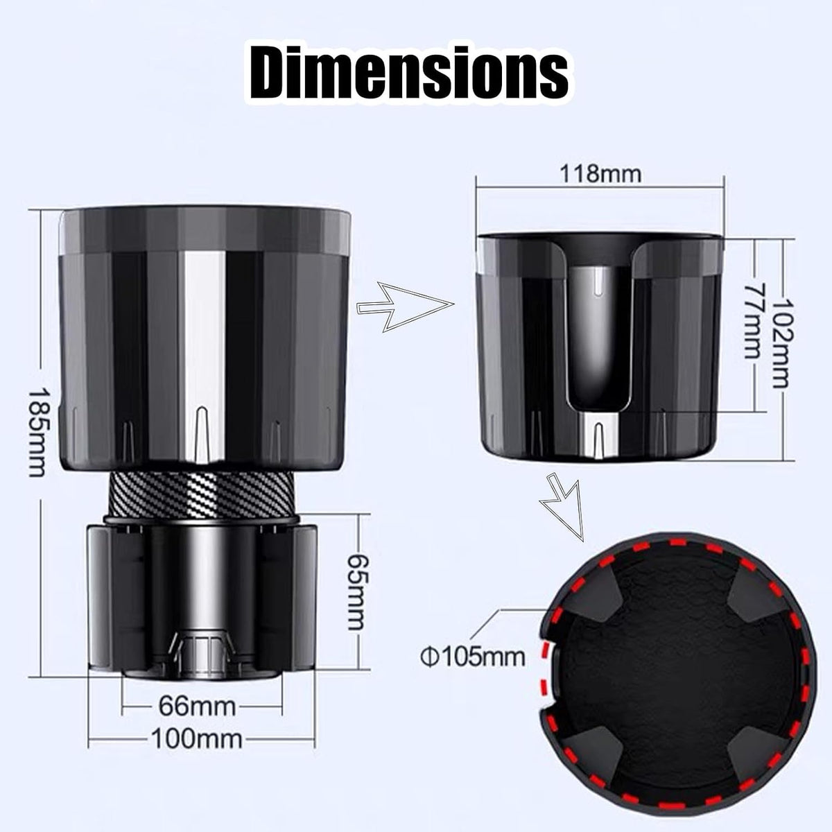 Car Cup Holder Expander with Phone Holder for GMC Acadia SLE SUV 2010-2025, Extra Wide Drink Caddy Adjustable Base for 105mm Bottles Handled Mugs,Without Phone Holder