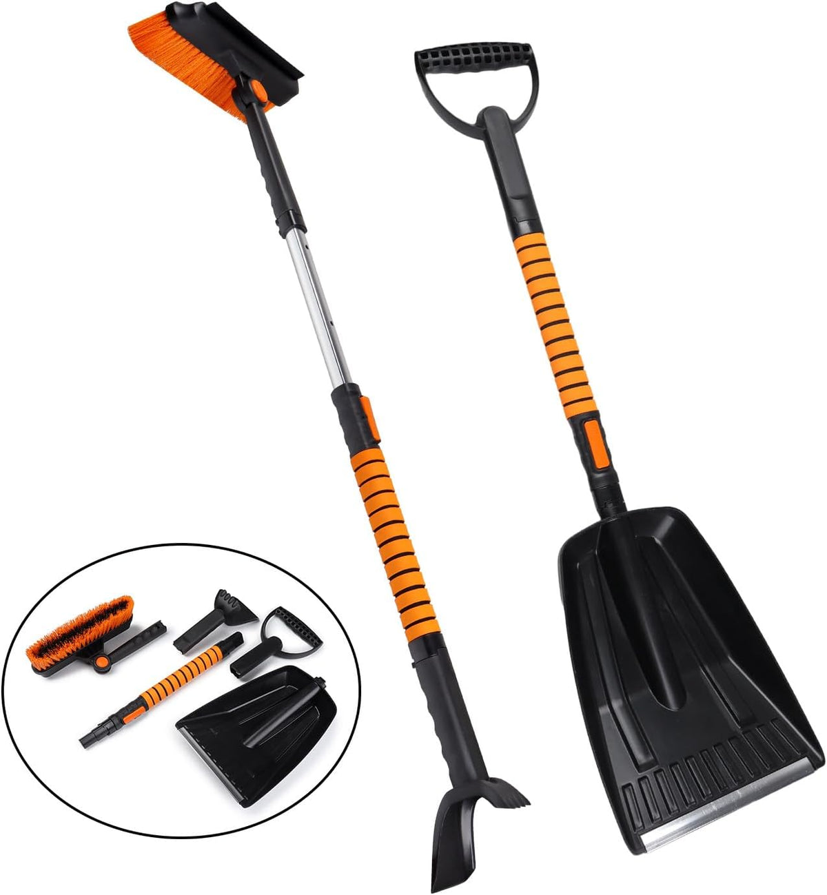 4-in-1 41" Extendable Snow Brush & Ice Scraper for Car SUV