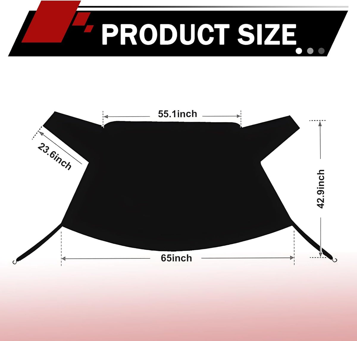 Car Rear Windshield Cover for Ice Snow, 600D Oxford Fabric Back Window Snow Frost Cover, 65" x 42.9" Thickened Anti-tear Windshield Protector for Winter, for Most Vehicles (Black)